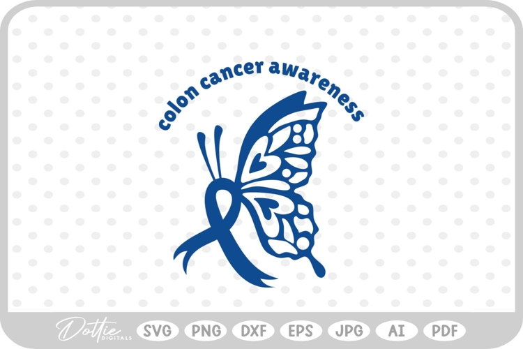 Colon Cancer Awareness Ribbon Survivor Butterfly SVG