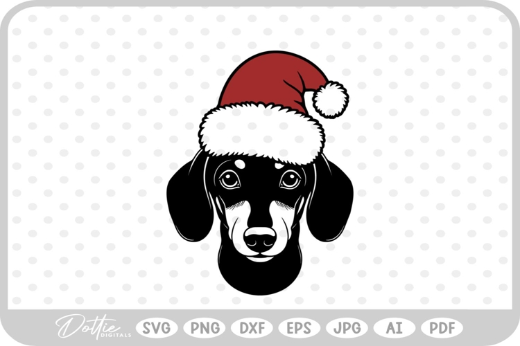 Dachshund Weiner Dog Christmas Santa Hat SVG PNG DXF