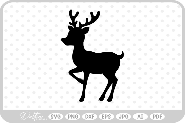 Stag Deer Reindeer Shape Silhouette Christmas SVG PNG DXF