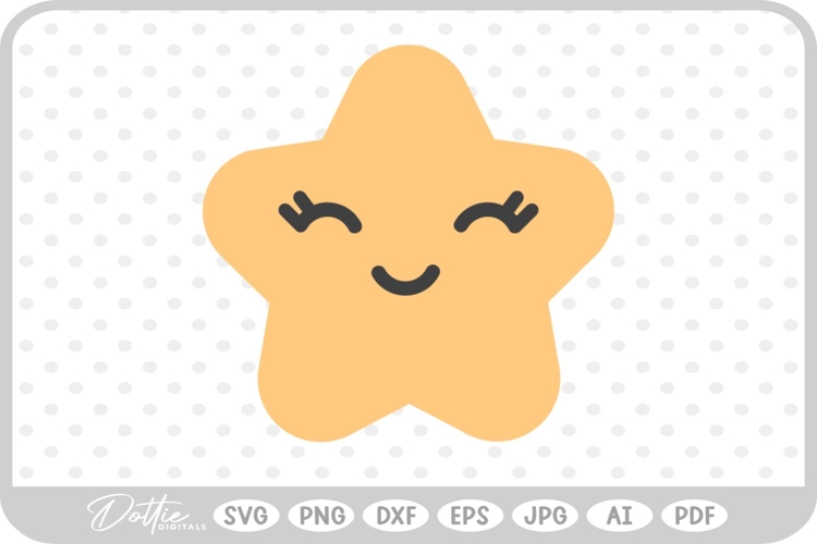 Cute Face Star Shooting Shape Sky Night Space SVG PNG DXF