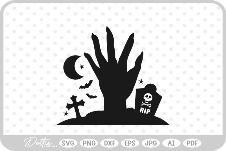Zombie Hands Grave Halloween Spooky SVG PNG DXF