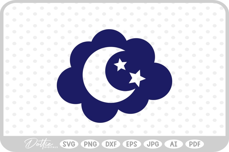 Moon with Stars SVG PNG DXF