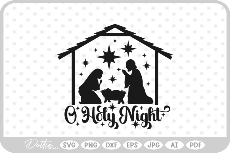 Nativity Scene Outline Silhouette Shape Jesus SVG PNG DXF