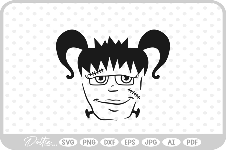 Frankenstein Girl Halloween Monster Zombie SVG PNG DXF
