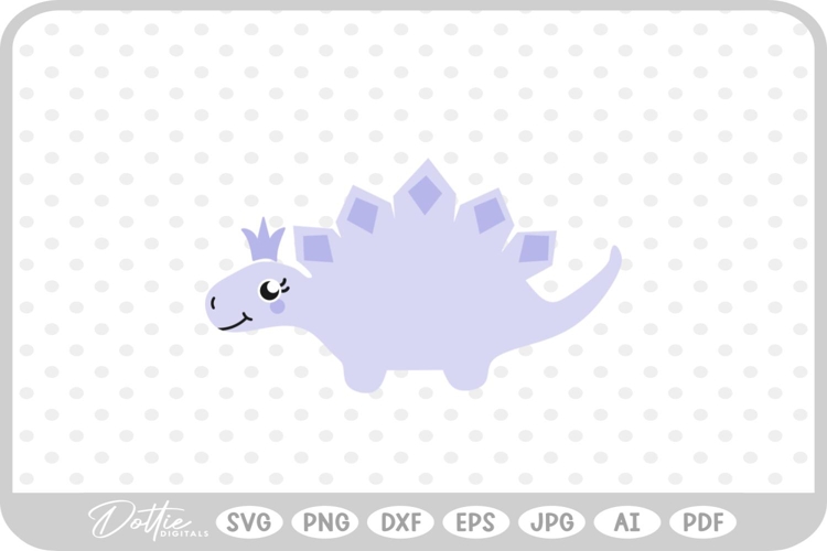 Cute Girly Dinosaur Pretty SVG PNG DXF example image 1