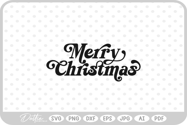 Merry Christmas Script Text Snowflake SVG PNG DXF