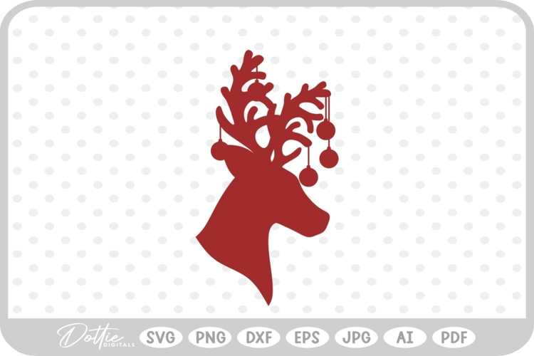 Stag Deer Reindeer Head Shape Silhouette SVG PNG DXF