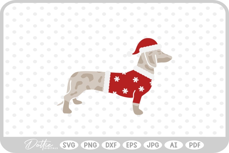 Christmas Dachshund Weiner Dog SVG PNG DXF