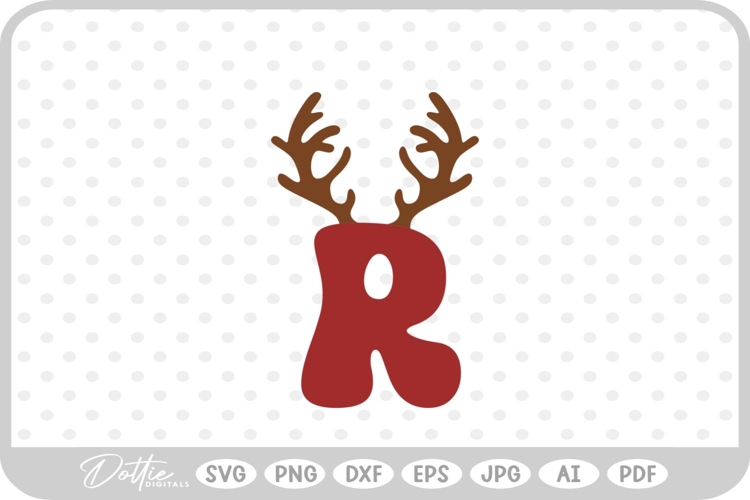 R Festive Christmas Alphabet Letter Antler Santa SVG PNG DX