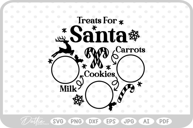 Plate For Santa Reindeers Christmas Eve Milk Cookies SVG PNG