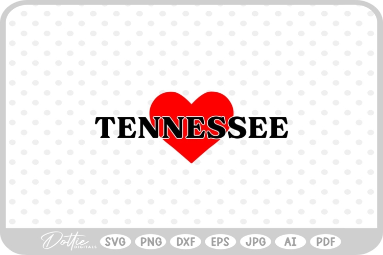 Tennessee Heart USA State America SVG PNG DXF
