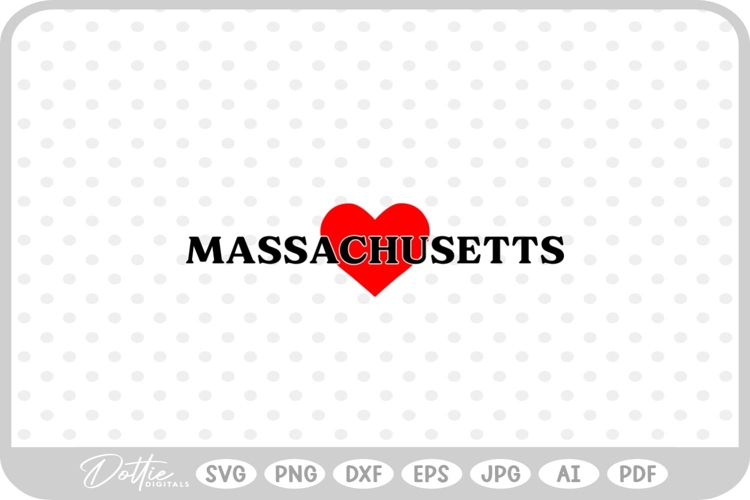 Massachusetts Heart USA State America SVG PNG DXF