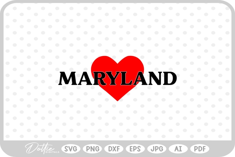 Maryland Heart USA State America SVG PNG DXF