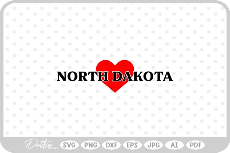 North Dakota Heart USA State America SVG PNG DXF