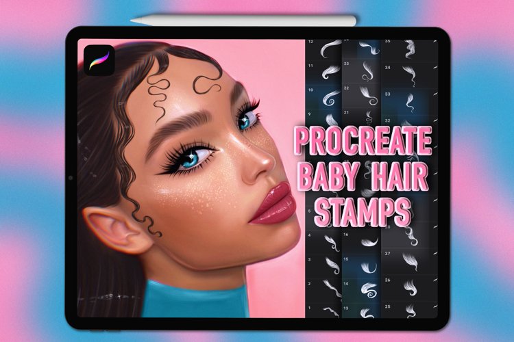 Procreate hair edges stamps Procreate hair brushes
