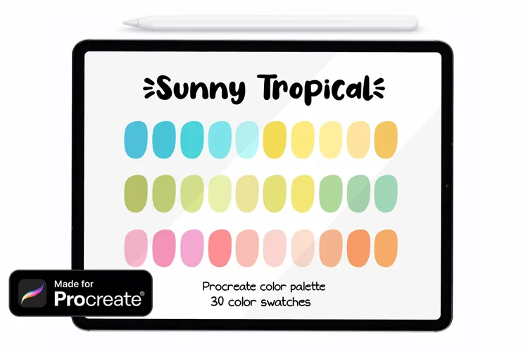 Sunny tropical - PROCREATE PALETTE - Color palette Procreate