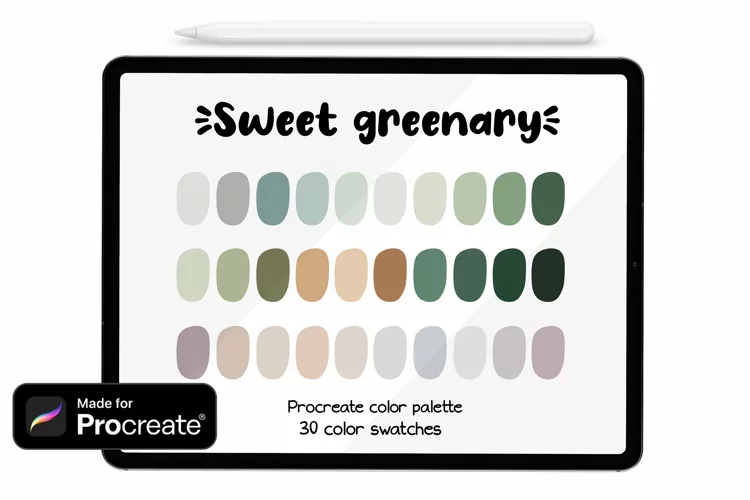 Sweet greenary - PROCREATE PALETTE - Color palette Procreate