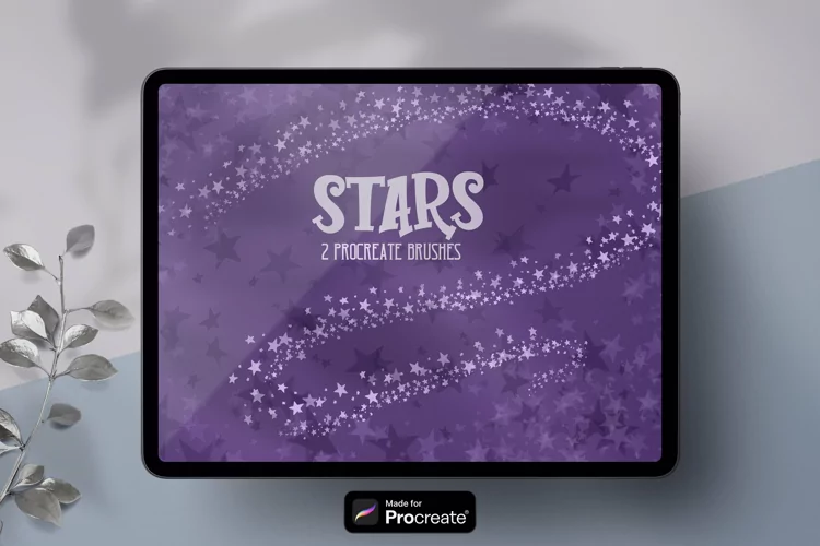 Procreate Star Brush Stamp | Black and white and Color