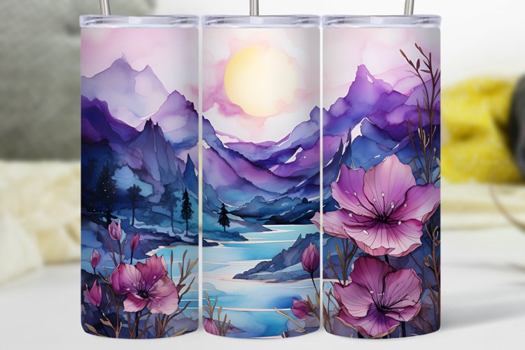 Alcohol Ink Flowers Tumbler Wrap 20 oz