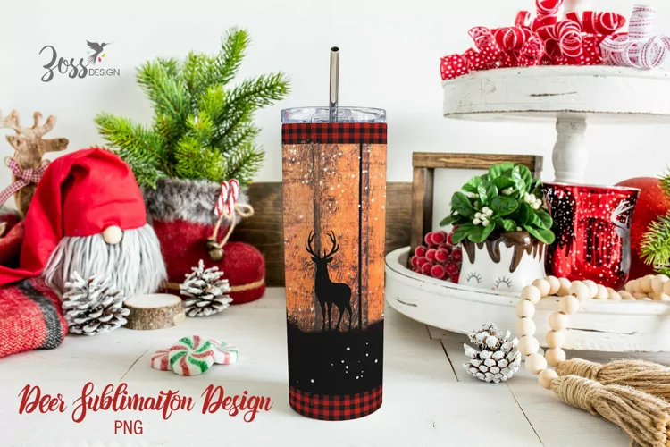 Christmas Deer with snow design for sublimation