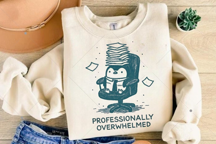 Professionally Overwhelmed PNG, Funny Penguin Office Humor