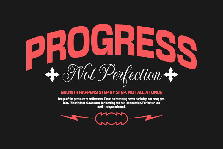 Progress Not Perfection Urban Typography T-shirt Design example image 1