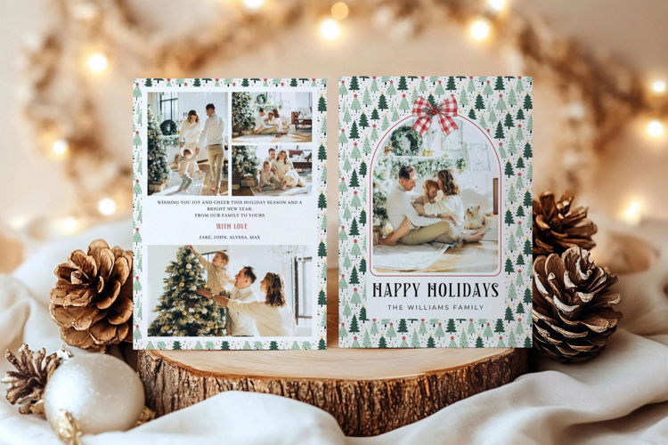 Christmas Bow Photo Card Template