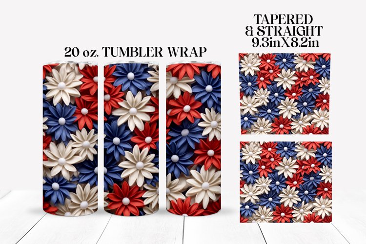 3D Sublimation Tumbler Wrap |4th of July Sublimation Design example image 1