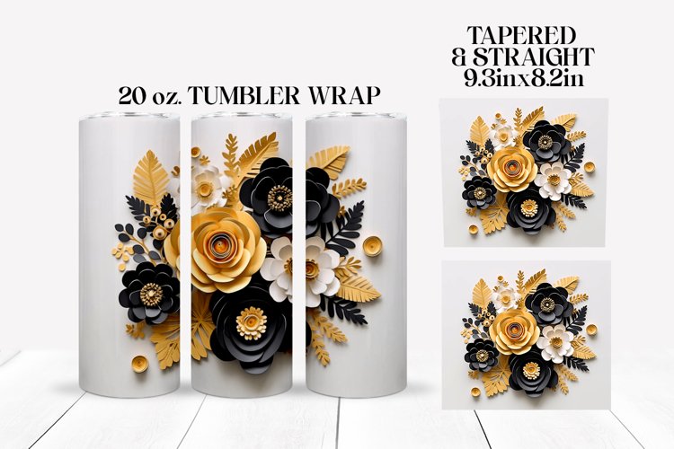 3D Sublimation Tumbler Wrap | 3D Roses Sublimation Design
