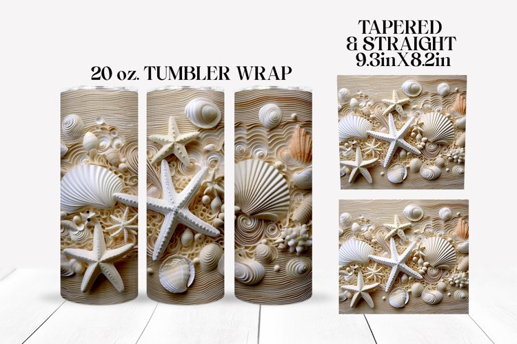 3D Sublimation Tumbler Wrap |Beach Sublimation Design