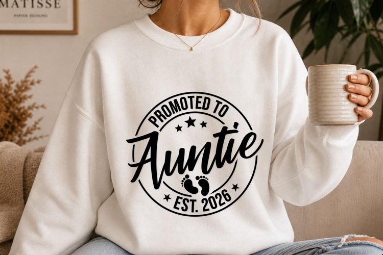 Promoted To Auntie Est 2026 Svg, Pregnancy Announcement Gift