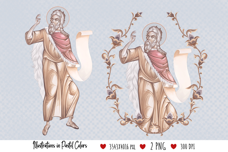 Prophet Saint Elijah. Illustration in Byzantine Style