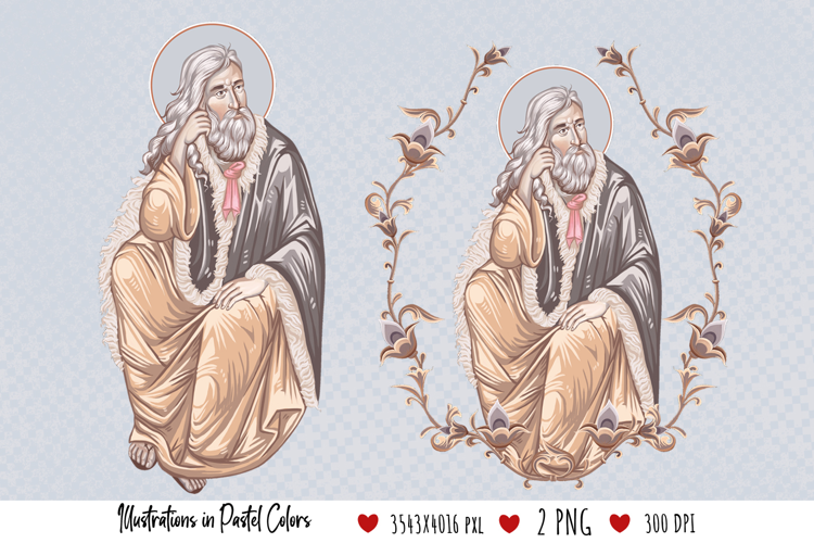 Prophet Saint Elijah Illustration in Byzantine Style