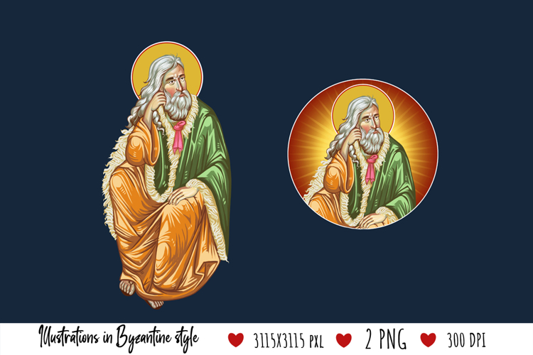 Prophet Saint Elijah Illustration in Byzantine Style