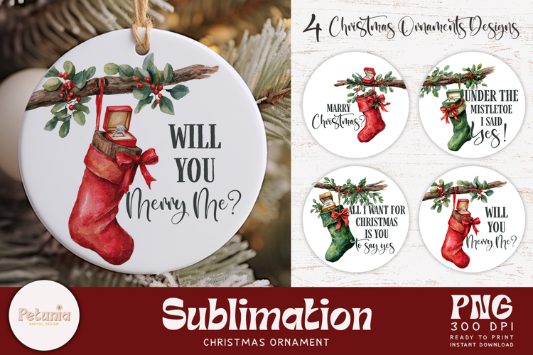 Proposal Christmas Ornament | Round Christmas Ornament