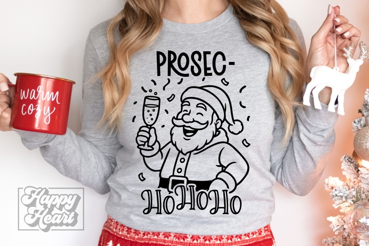 Prosec Ho Ho Ho - Santa Wine Club Christmas SVG PNG Drinking