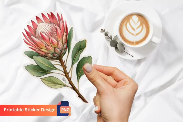 Protea Flower Sticker, Botanical Flower Sticker