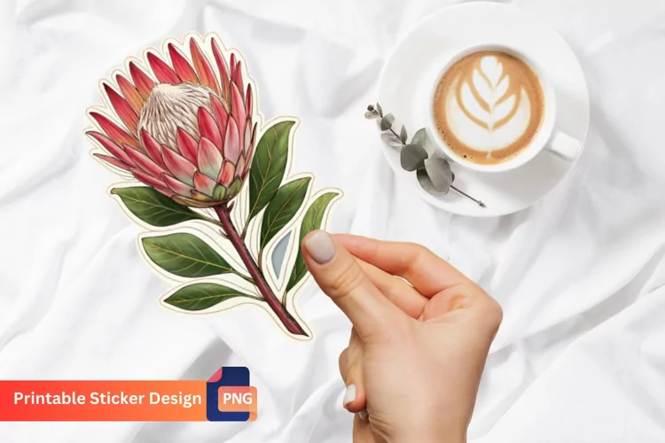 Protea Flower Sticker, Botanical Flower Sticker