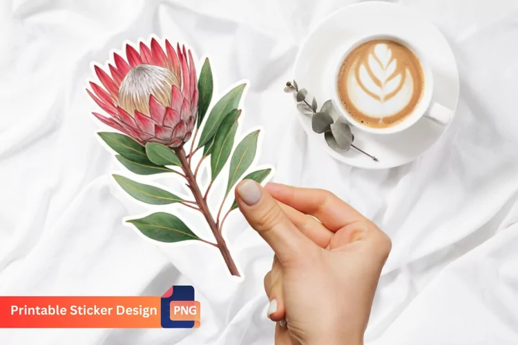 Protea Flower Sticker, Botanical Flower Sticker