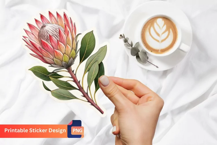 Protea Flower Sticker, Botanical Flower Sticker