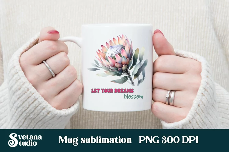 Protea flower mug wrap | Motivational quotes mug