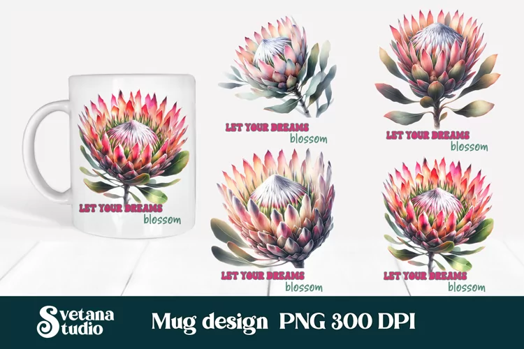 Protea flower mug wrap | Motivational quotes mug