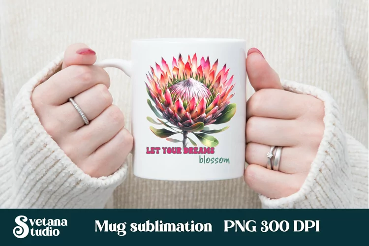 Protea flower mug wrap | Motivational quotes mug