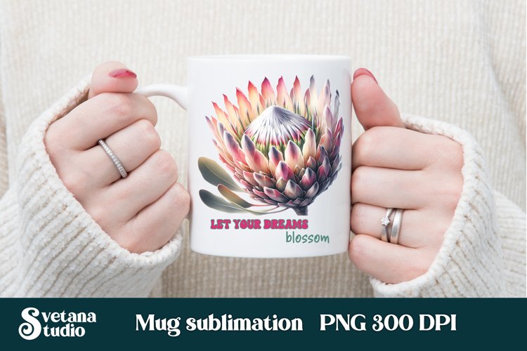 Protea flower mug wrap | Motivational quotes mug example image 1