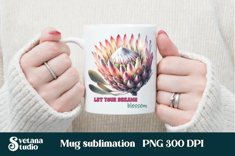 Protea flower mug wrap | Motivational quotes mug