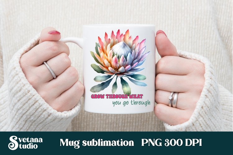 Protea flower mug wrap | Motivational quotes mug example image 1