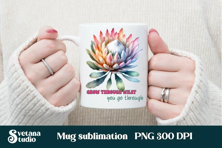 Protea flower mug wrap | Motivational quotes mug