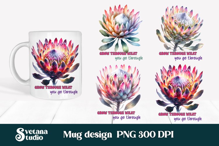Protea flower mug wrap | Motivational quotes mug example image 1
