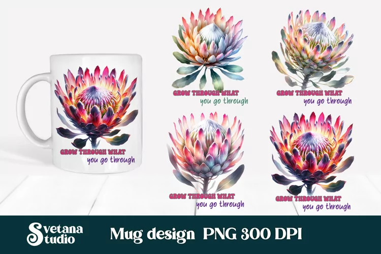 Protea flower mug wrap | Motivational quotes mug