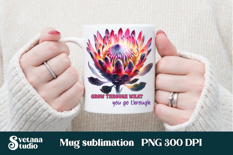 Protea flower mug wrap | Motivational quotes mug example image 1